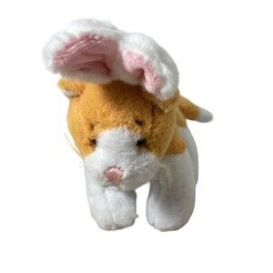 Ganz Soft Spots Orange & White Kitten with Bunny Ears Small Plush 6 in NO sound